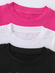 Trendy Kids' City - Themed Alphabet - Printed Short - Sleeve & Short Set (Black, White, Pink)