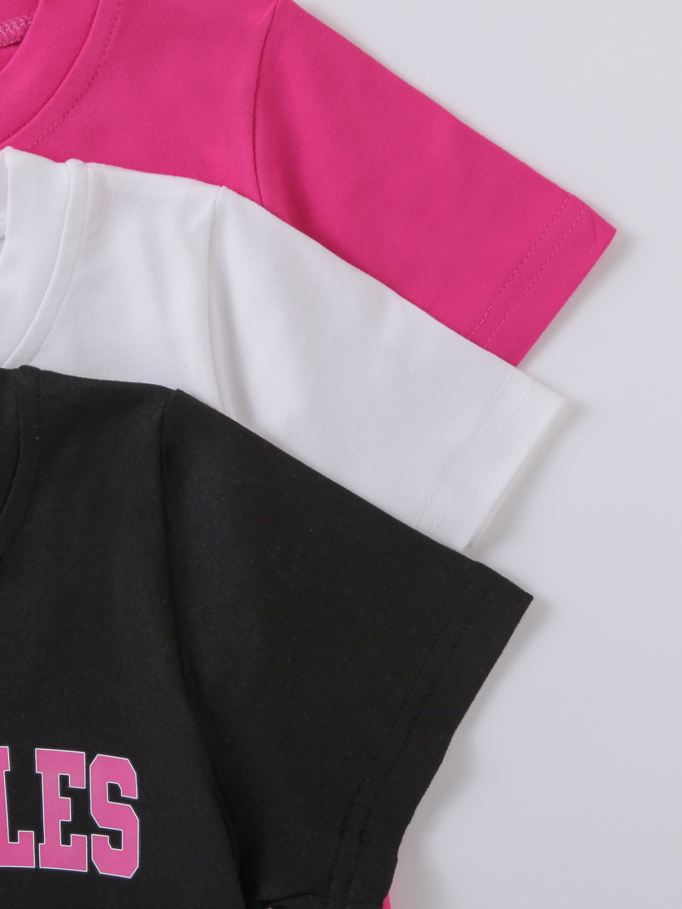 Trendy Kids' City - Themed Alphabet - Printed Short - Sleeve & Short Set (Black, White, Pink)