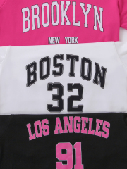 Trendy Kids' City - Themed Alphabet - Printed Short - Sleeve & Short Set (Black, White, Pink)
