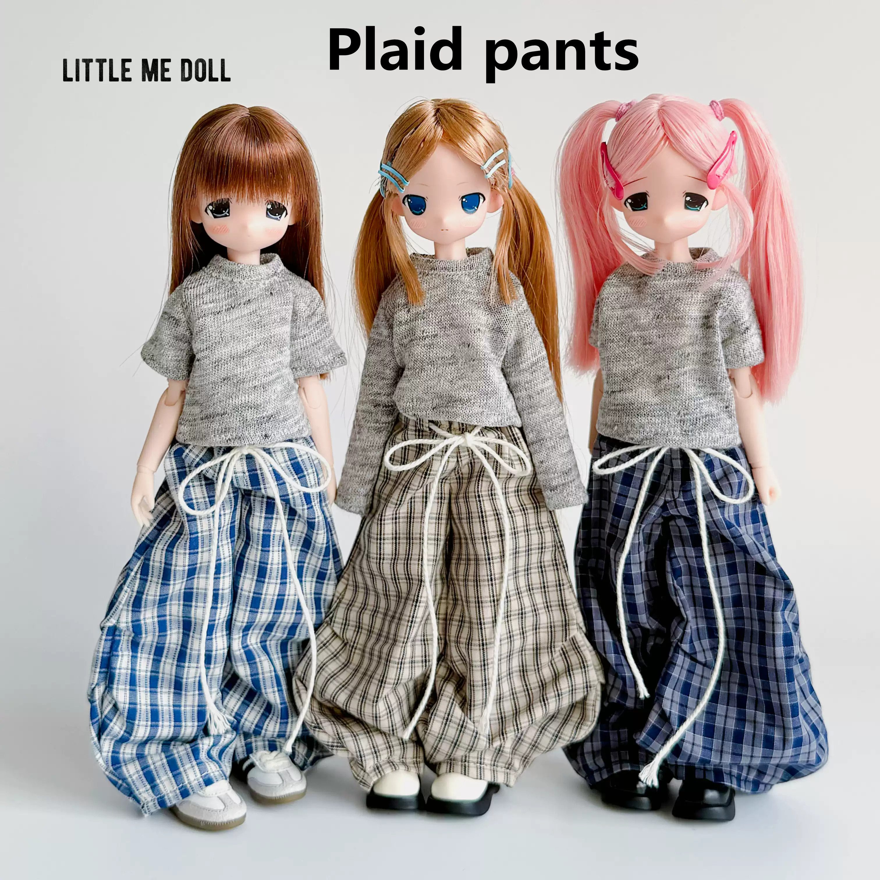New for the first time in 2026 little me doll-Plaid pants