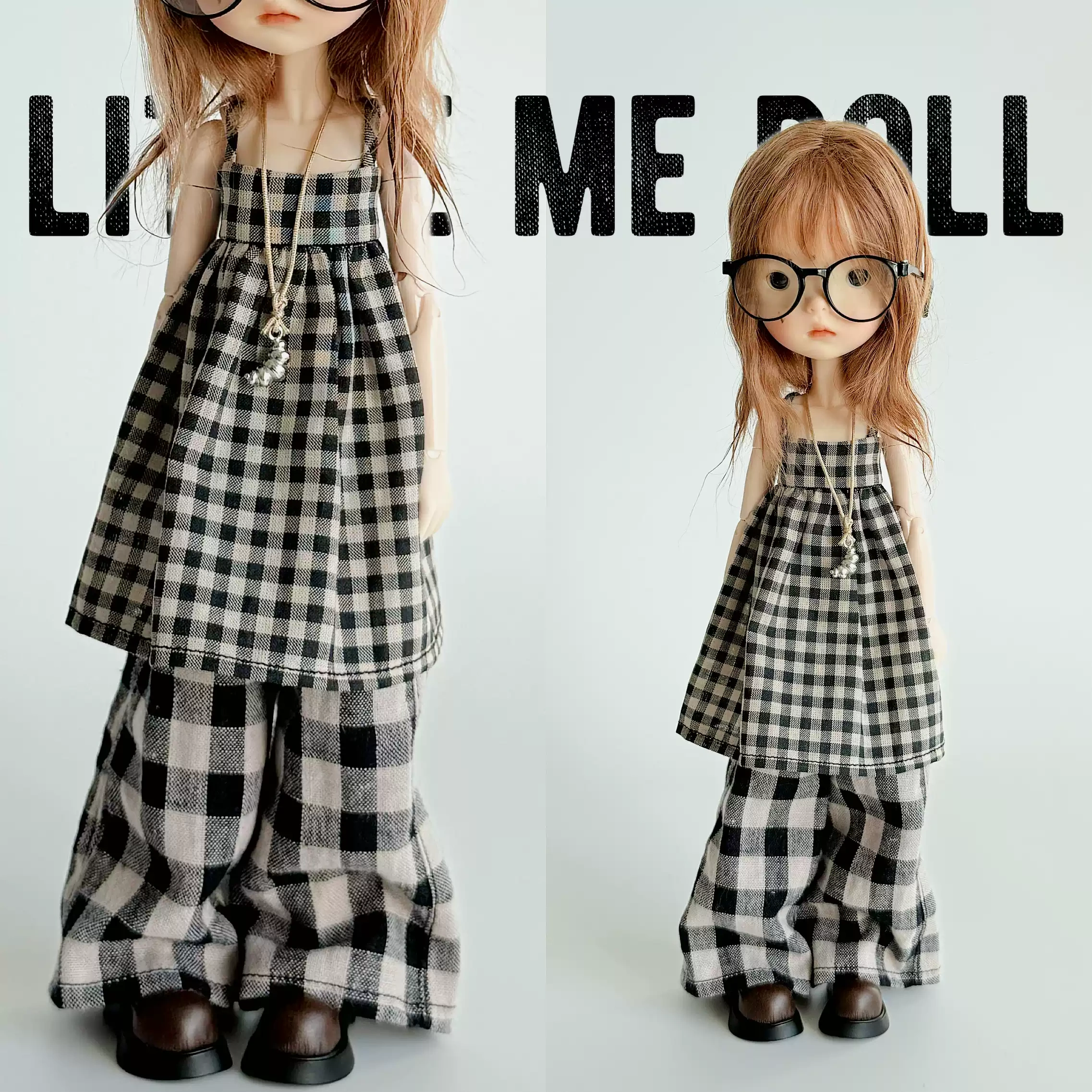 New for the first time in 2026 little me doll-Plaid pants