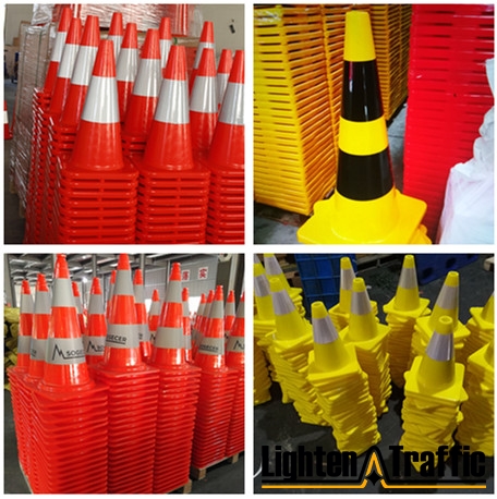 thumbnail image 2 of 5-Pack 18-Inch Orange Safety Traffic Cones – 3M Reflective – Made In Taiwan By BBS Safety (B45S) 2 of 3