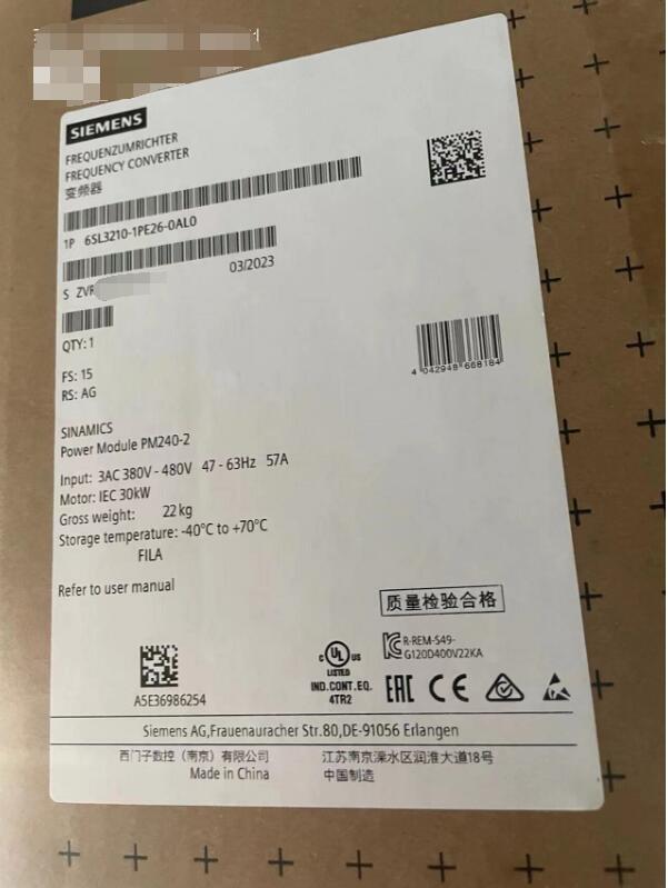 6SL3210-1PE26-0AL0 SIEMENS SINAMICS PM240-2 Frequency Converter