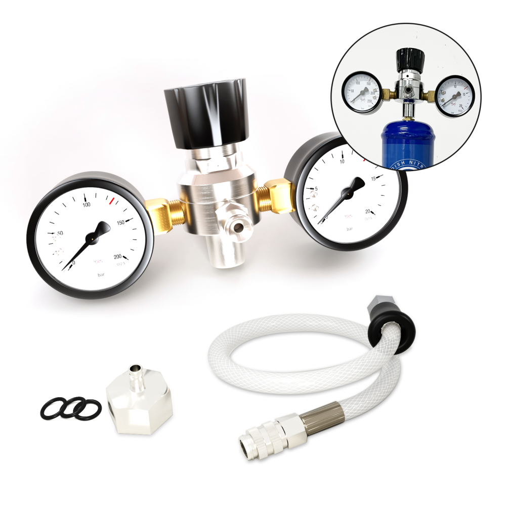 Hotwhip Whipped Cream Pressure Regulator Valve with Upgraded Adapter & Hose Line