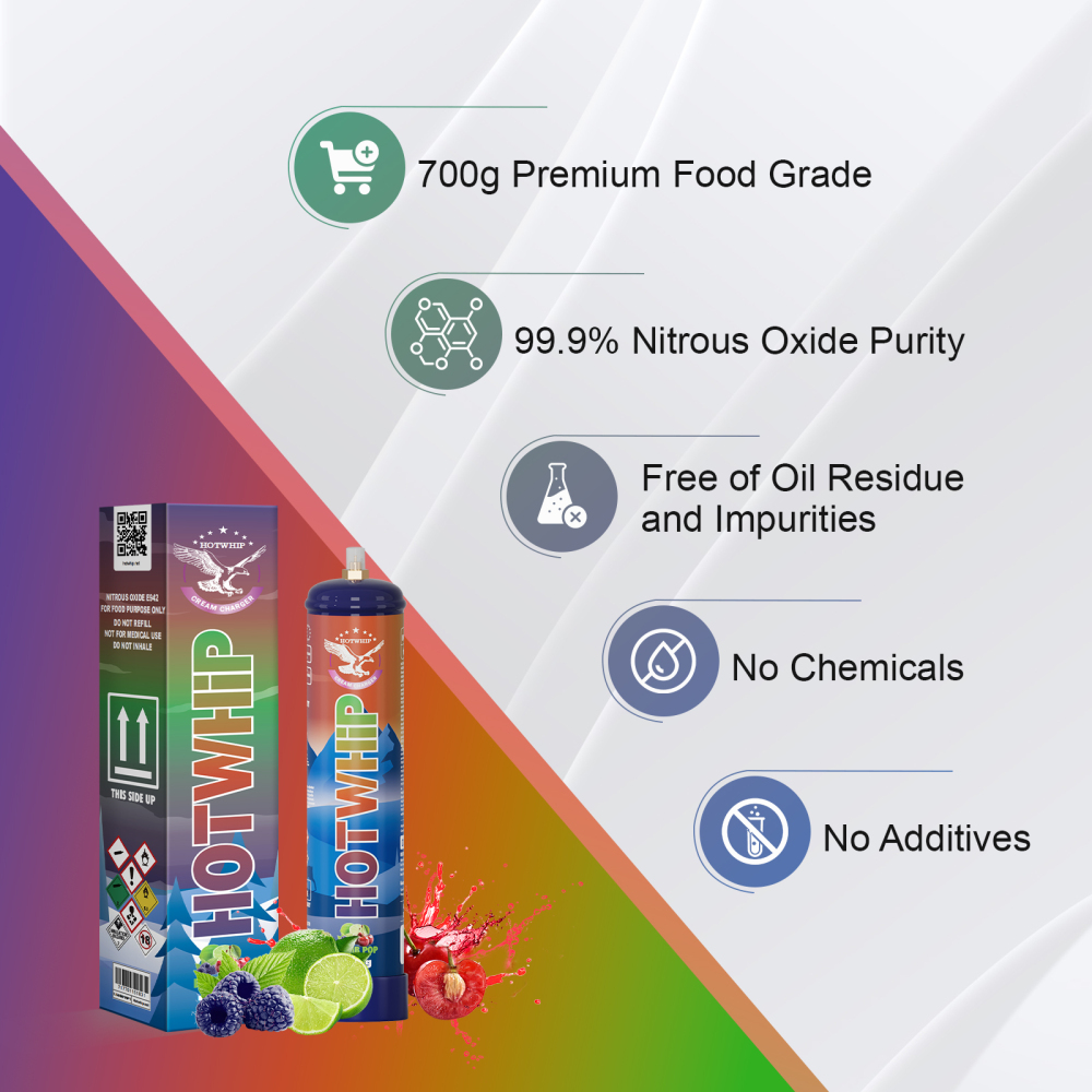 Hotwhip 1.1L/700g Bomb Pop Flavored Cream Charger - Nitrous Oxide for Whipped Cream