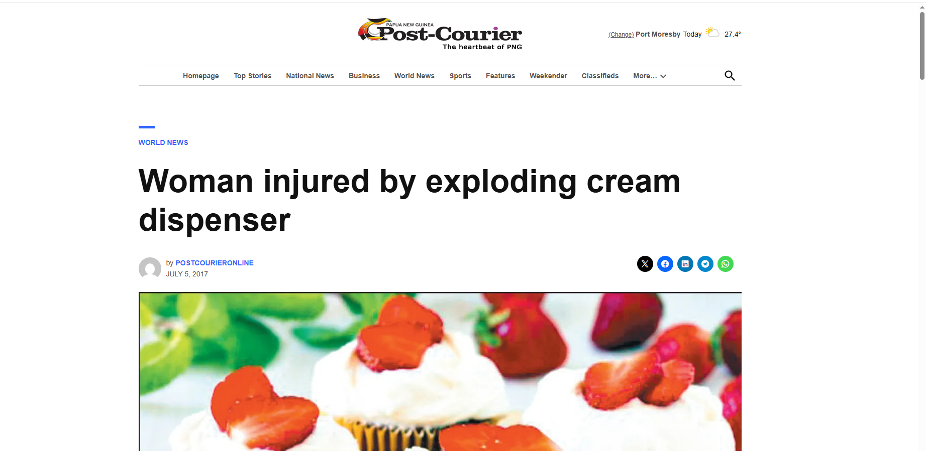 Woman injured by exploding creamdispenser
