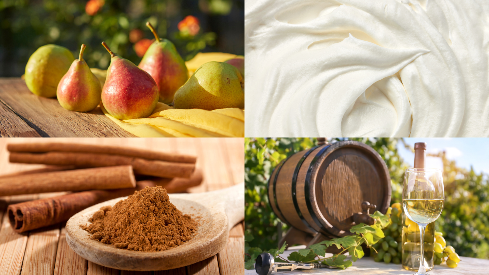 ingredients for Poached Pears with Cinnamon Cream
