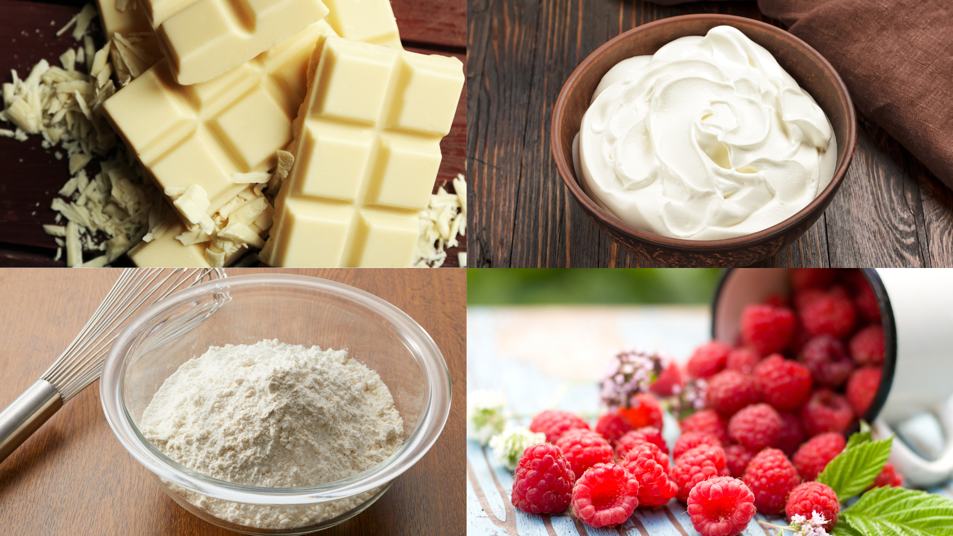 ingredients for White Chocolate Raspberry Roll