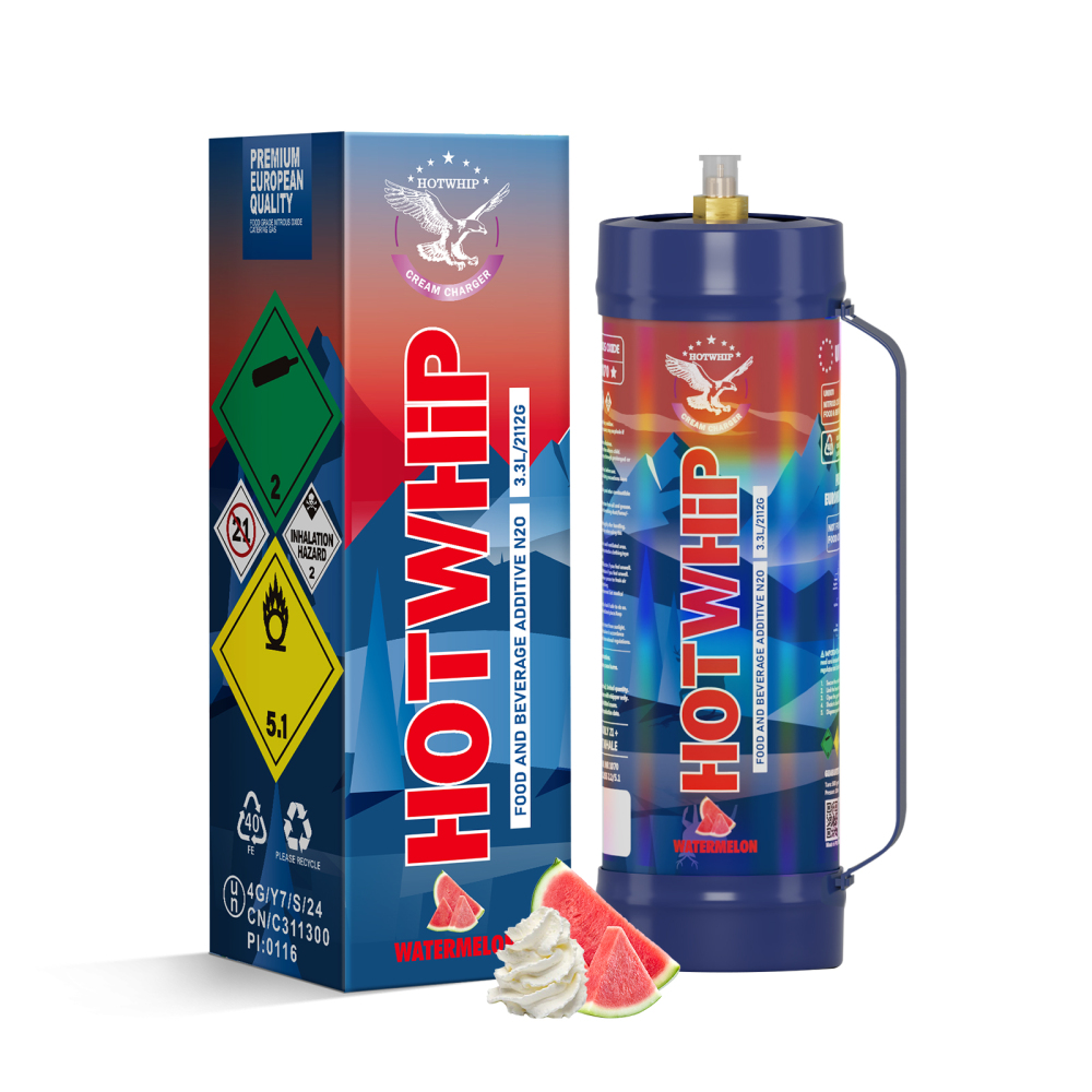 Hotwhip Whipped Cream Charger 3.3L/2112g Food Grade Tanks (Watermelon Flavor), flavored Nitrous Oxide, N2O Canister