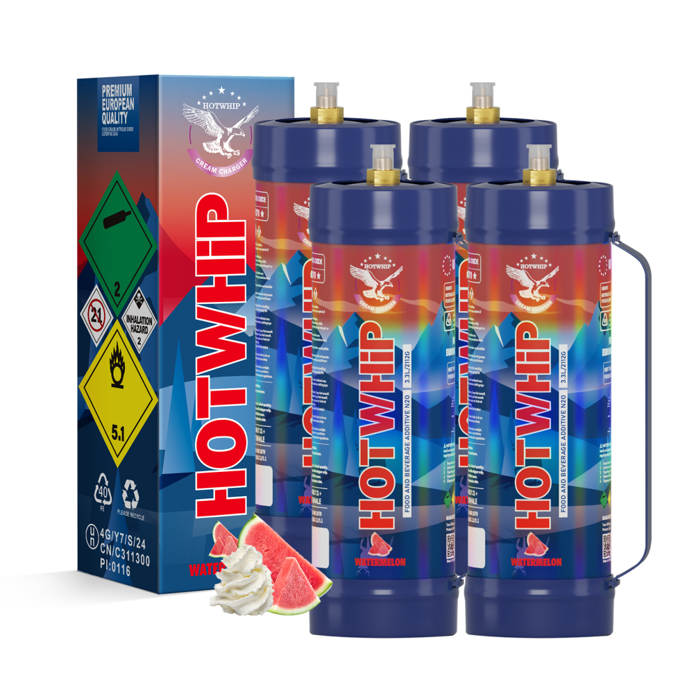 Hotwhip Whipped Cream Charger 3.3L/2112g Food Grade Tanks (Watermelon Flavor), flavored Nitrous Oxide, N2O Canister