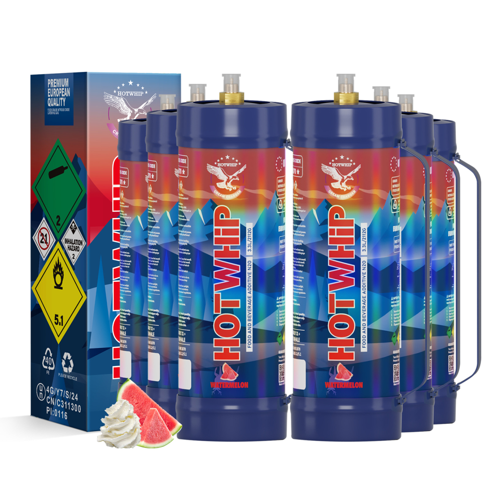 Hotwhip Whipped Cream Charger 3.3L/2112g Food Grade Tanks (Watermelon Flavor), flavored Nitrous Oxide, N2O Canister