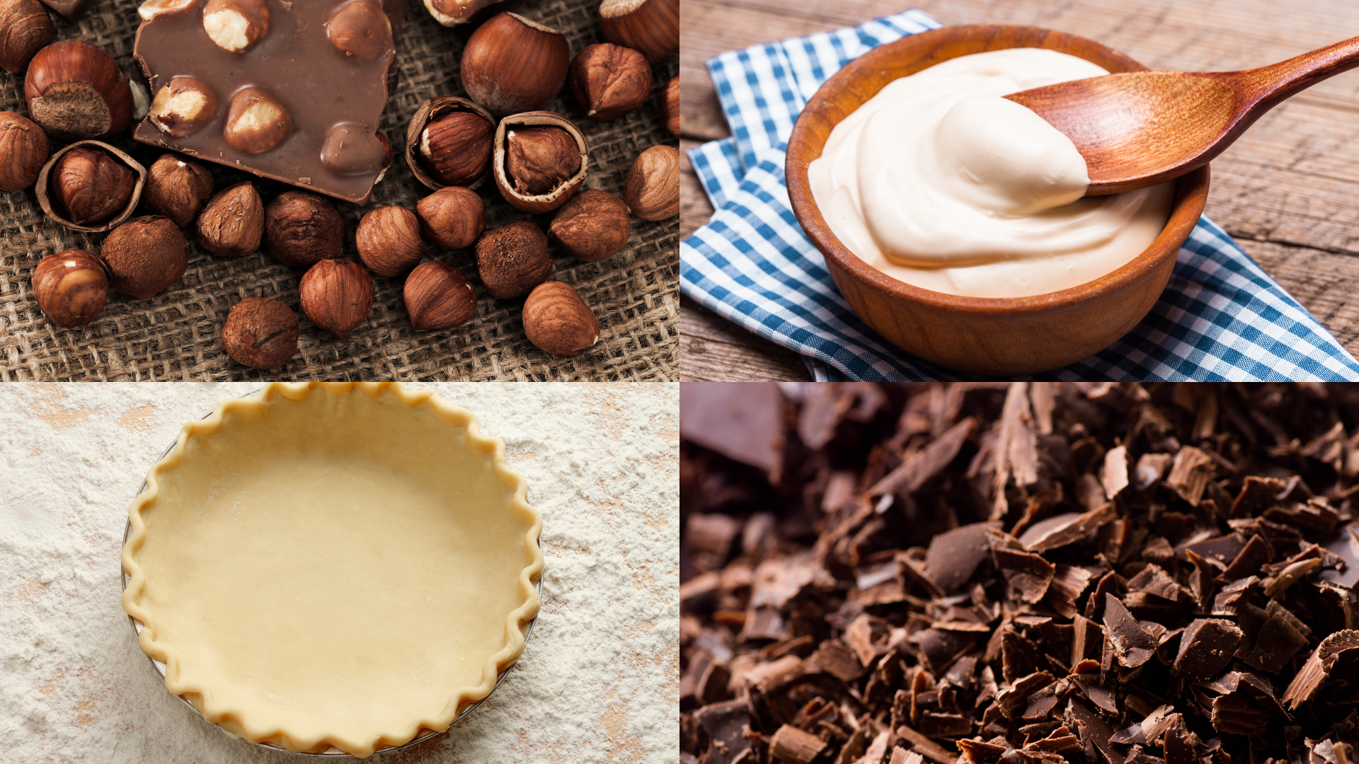 ingredients for Hazelnut Chocolate Silk Pie