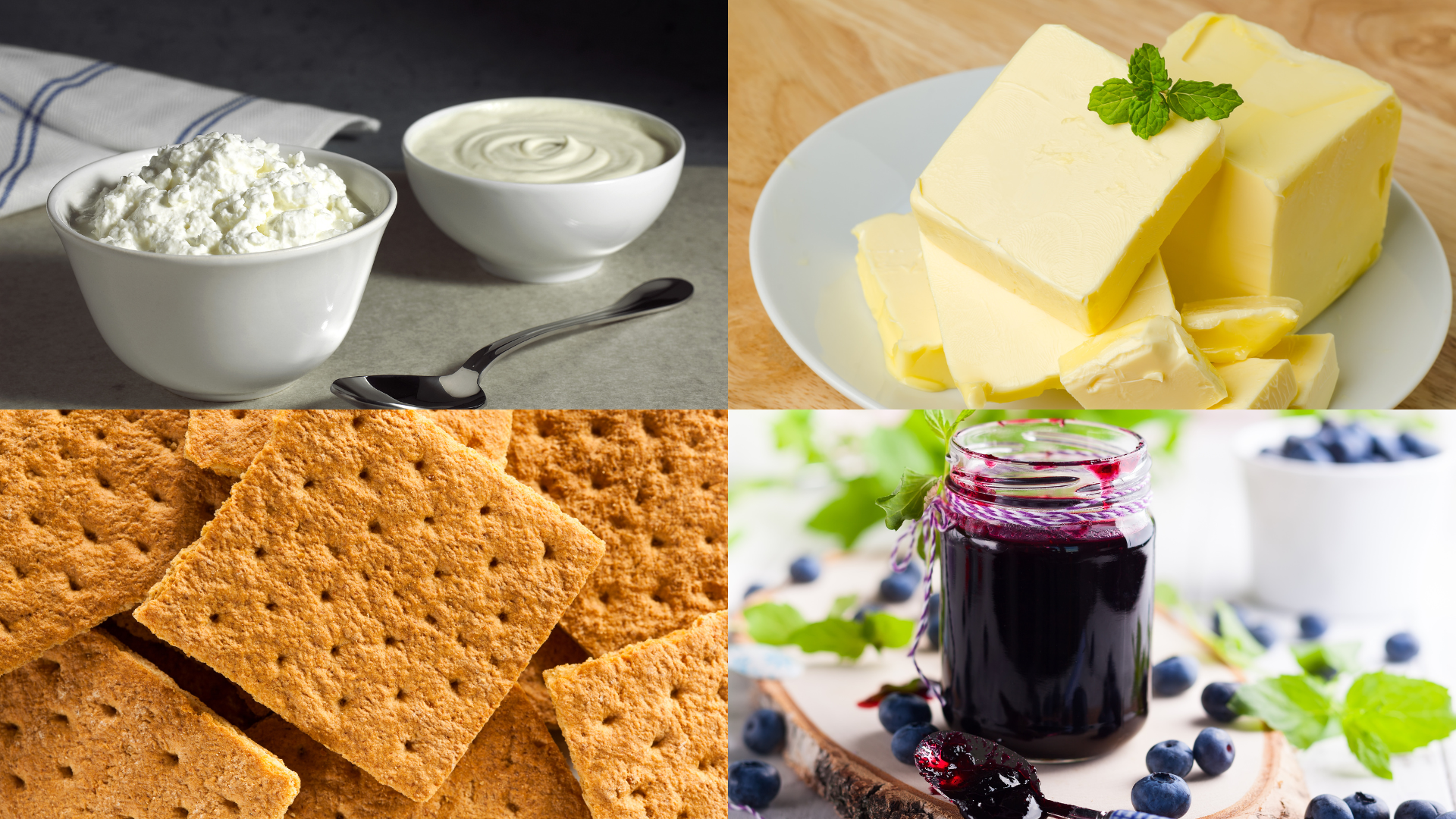 ingredients for No Bake Mixed Berry Cheesecake Bars 