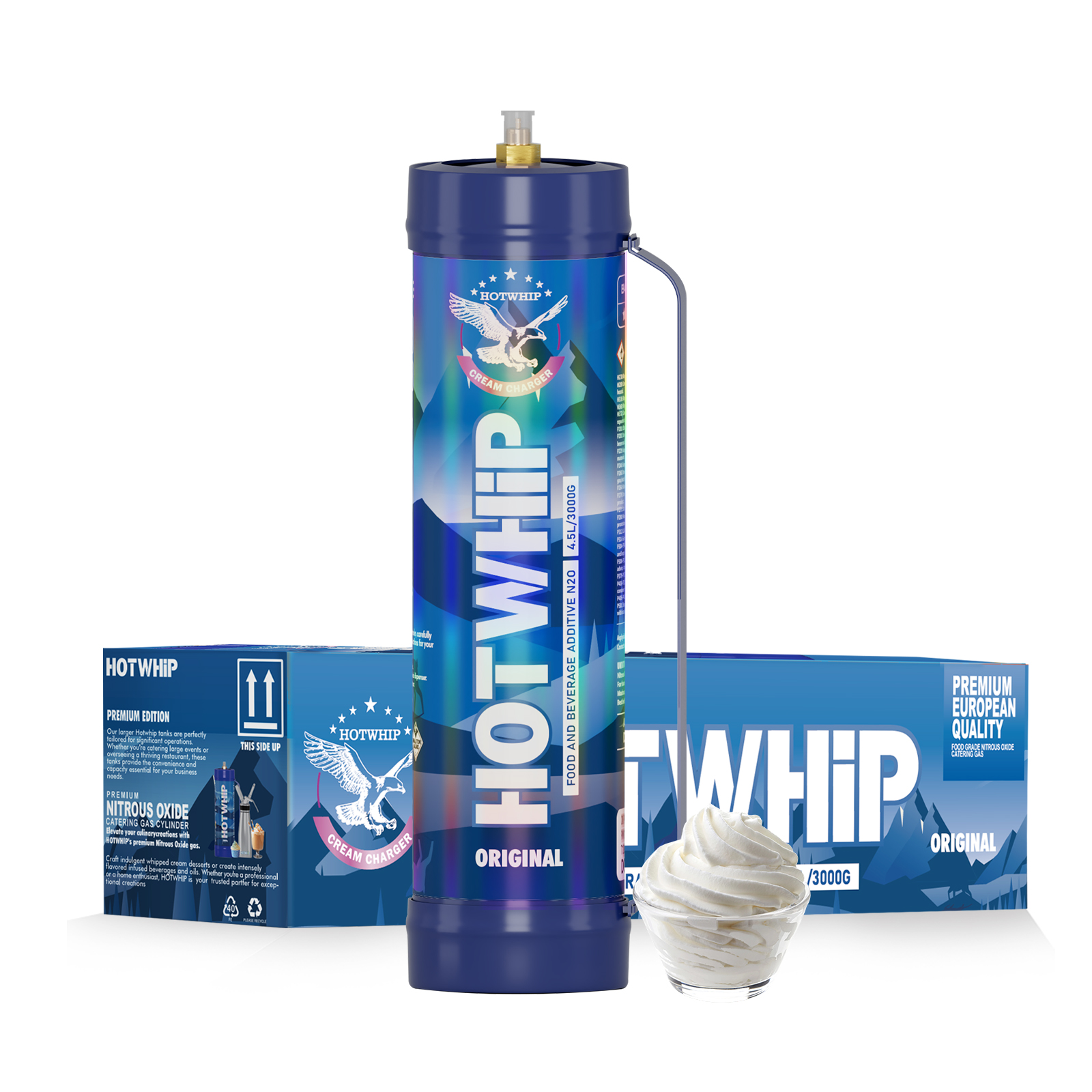 Hotwhip 4.5L/3000g Original Flavor Cream Charger - Nitrous Oxide for Perfect Whipped Cream