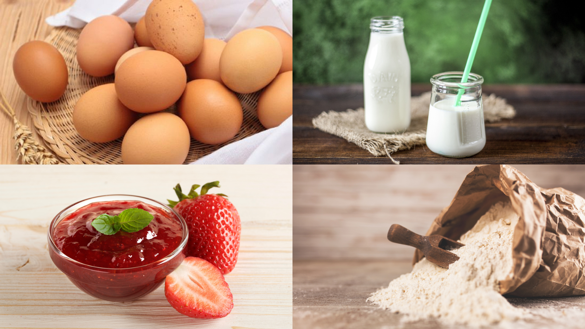 ingredients for Strawberry Cream Crepes