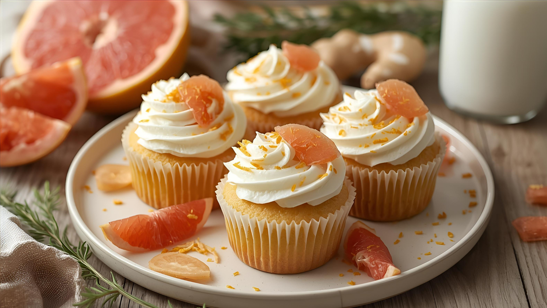 Vegan Grapefruit Ginger Cupcakes