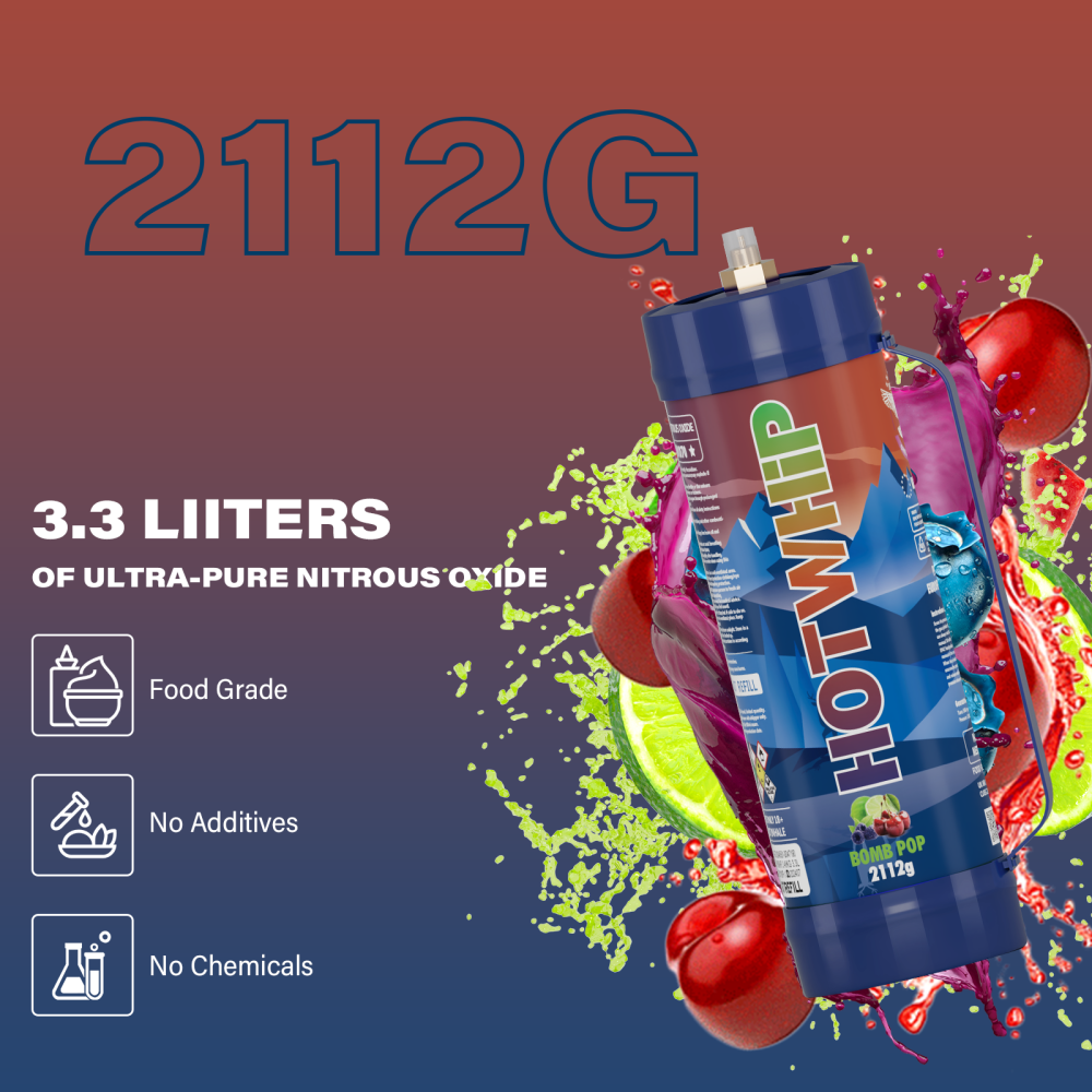 2112g Nitrous Oxide Tank Bomb-pop Flavor 3.3L Food Grade Whipped Cream Charger Cylinder