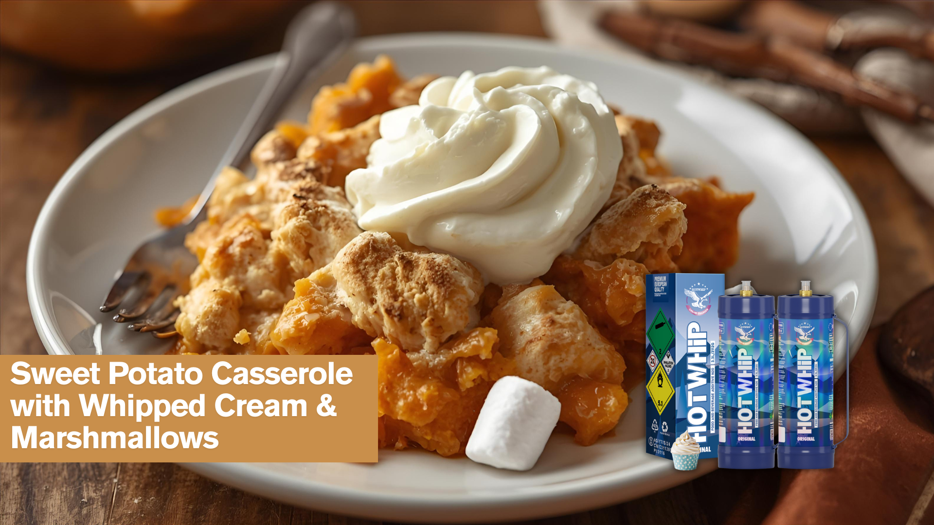 Sweet Potato Casserole with Whipped Cream & Marshmallows，recipe  