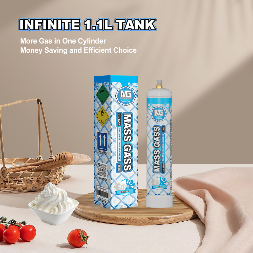 MassGass 1.1L/700g Whipped Nitrous Oxide Cream Charger Food Grade Tanks- For Canada