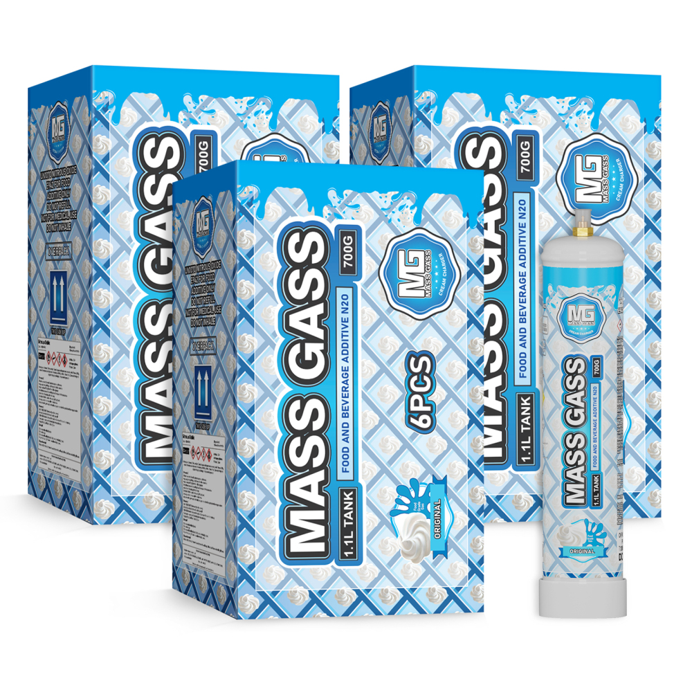 MassGass 1.1L/700g Whipped Nitrous Oxide Cream Charger Food Grade Tanks- For Canada