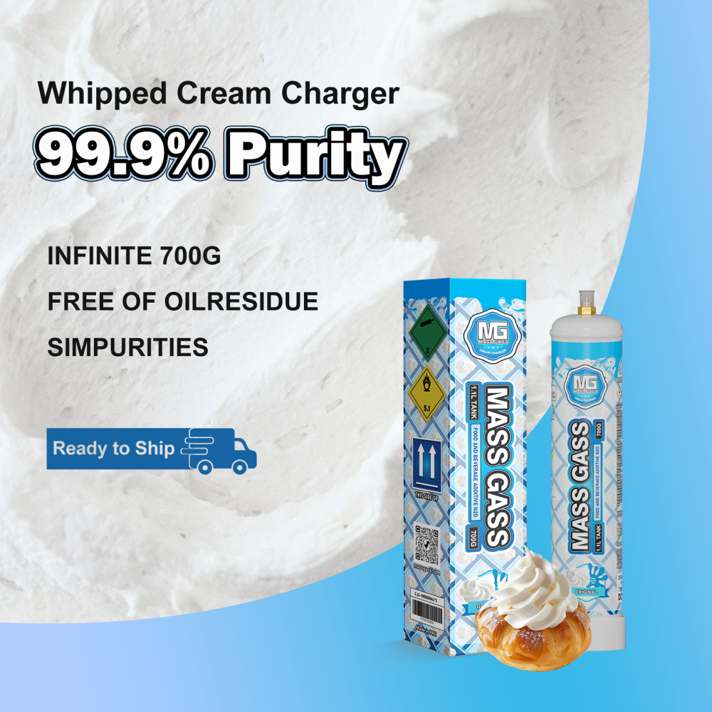 MassGass 1.1L/700g Whipped Nitrous Oxide Cream Charger Food Grade Tanks- For Canada