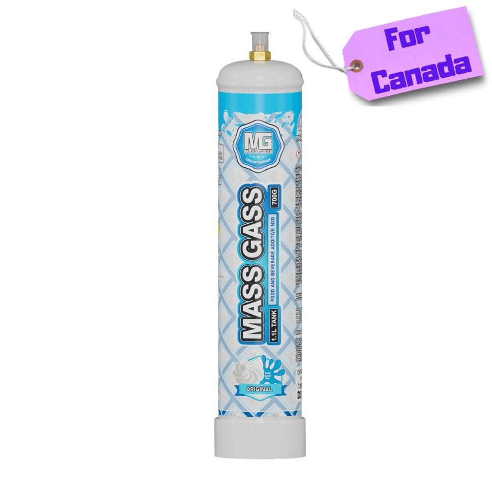 MassGass 1.1L/700g Whipped Nitrous Oxide Cream Charger Food Grade Tanks- For Canada