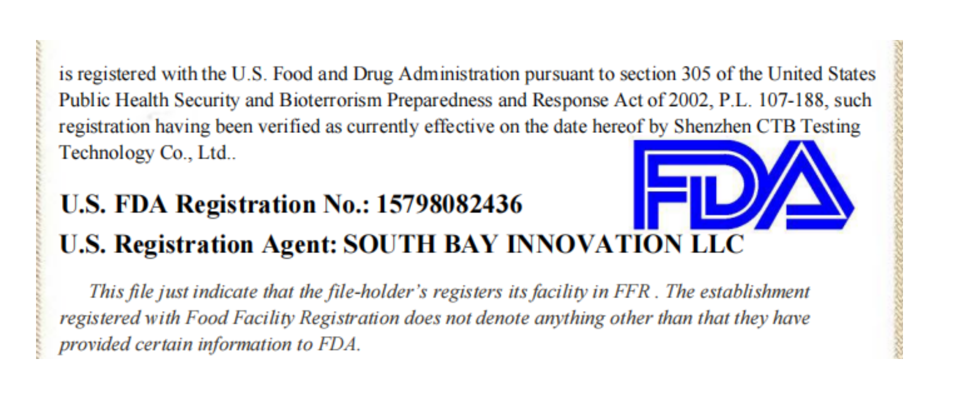 FDA registered and compliant