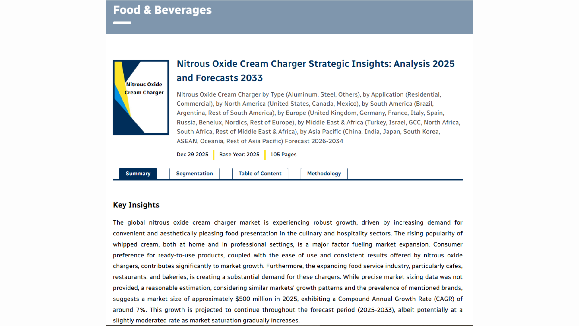 a report about cream charger