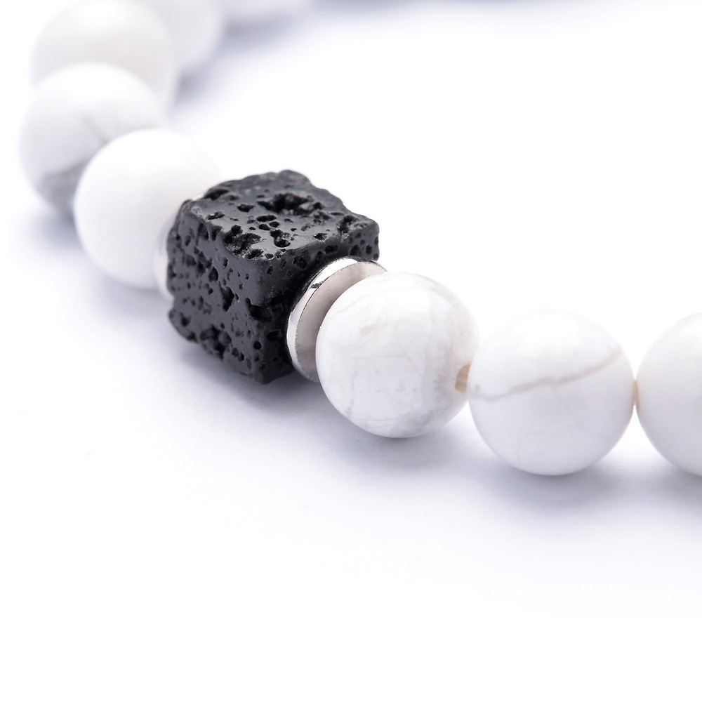 Cube Lava Stone 8MM Howlite Bracelet