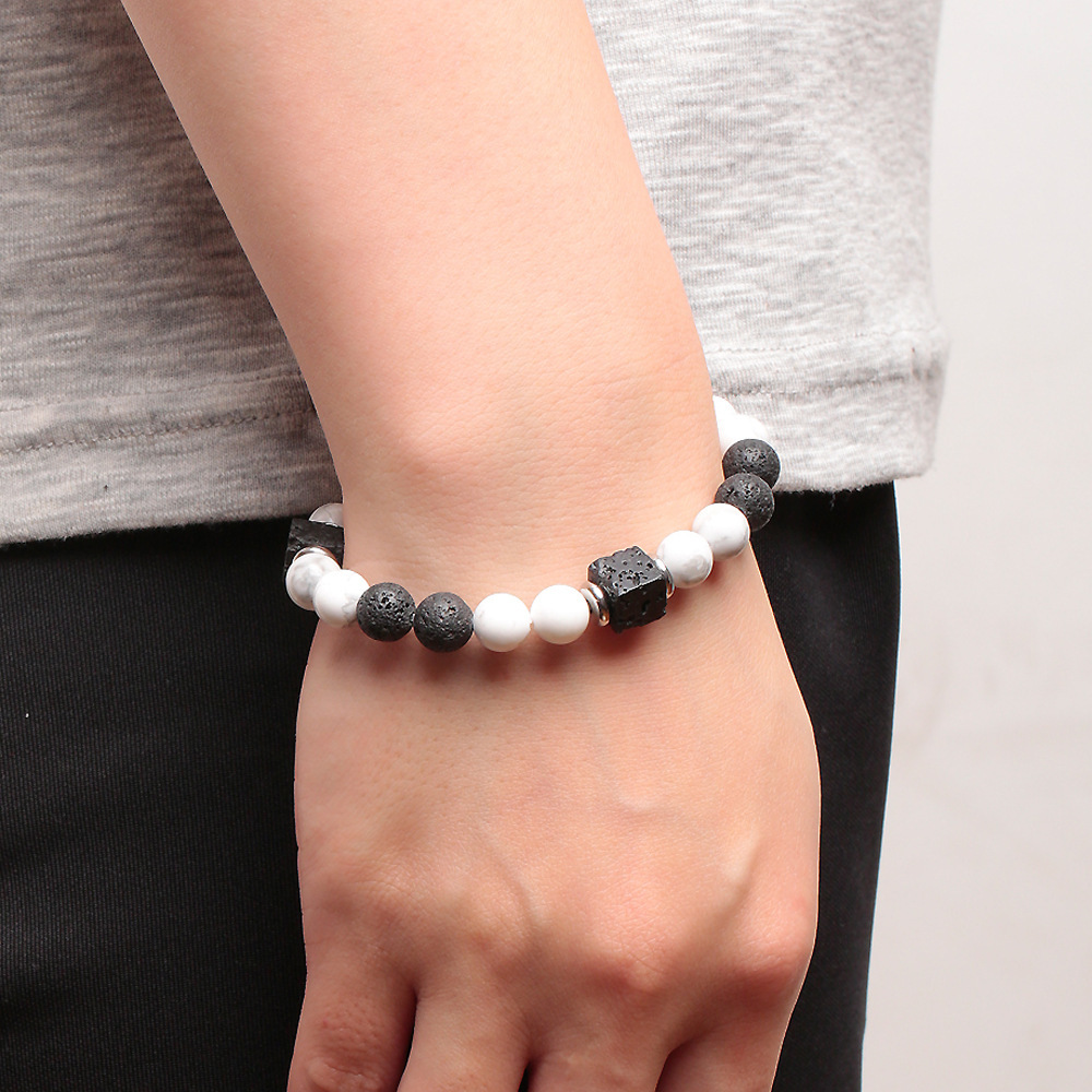 Cube Lava Stone 8MM Howlite Bracelet