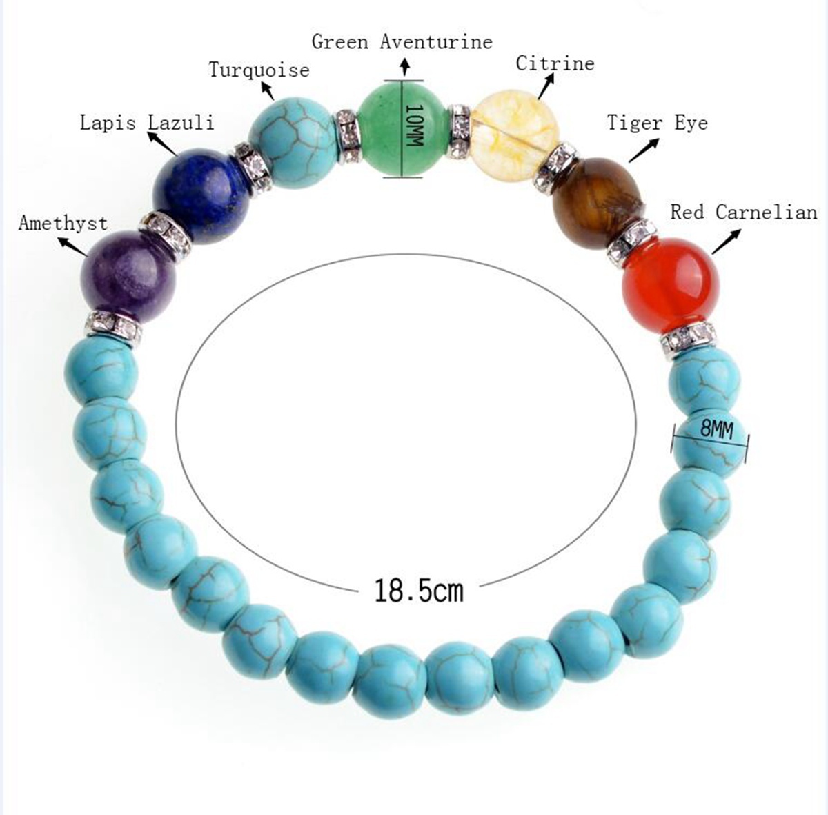 7 Chakra Stone 8MM Bracelet SB1366