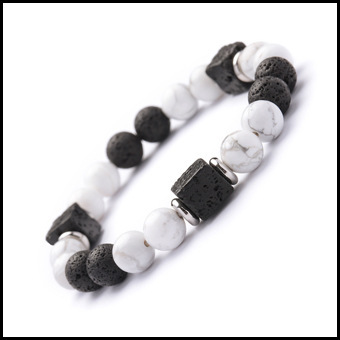 Cube Lava Stone 8MM Howlite Bracelet