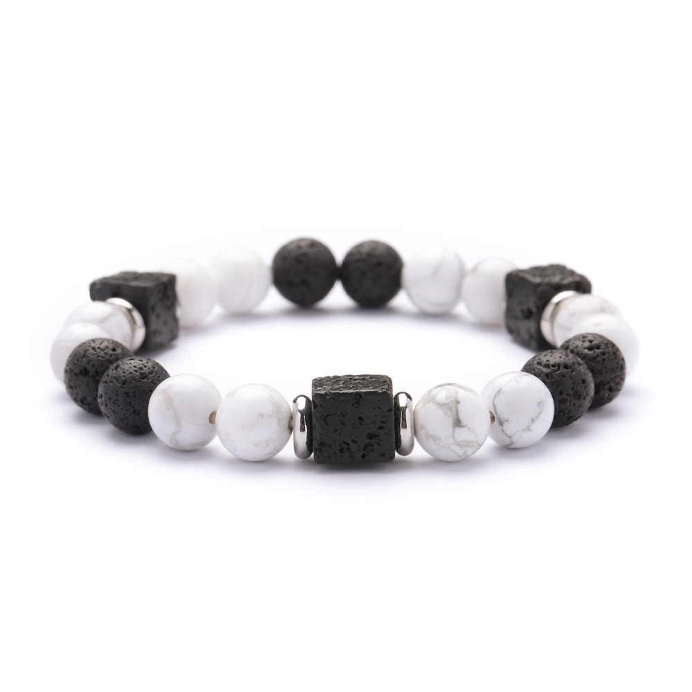 Cube Lava Stone 8MM Howlite Bracelet