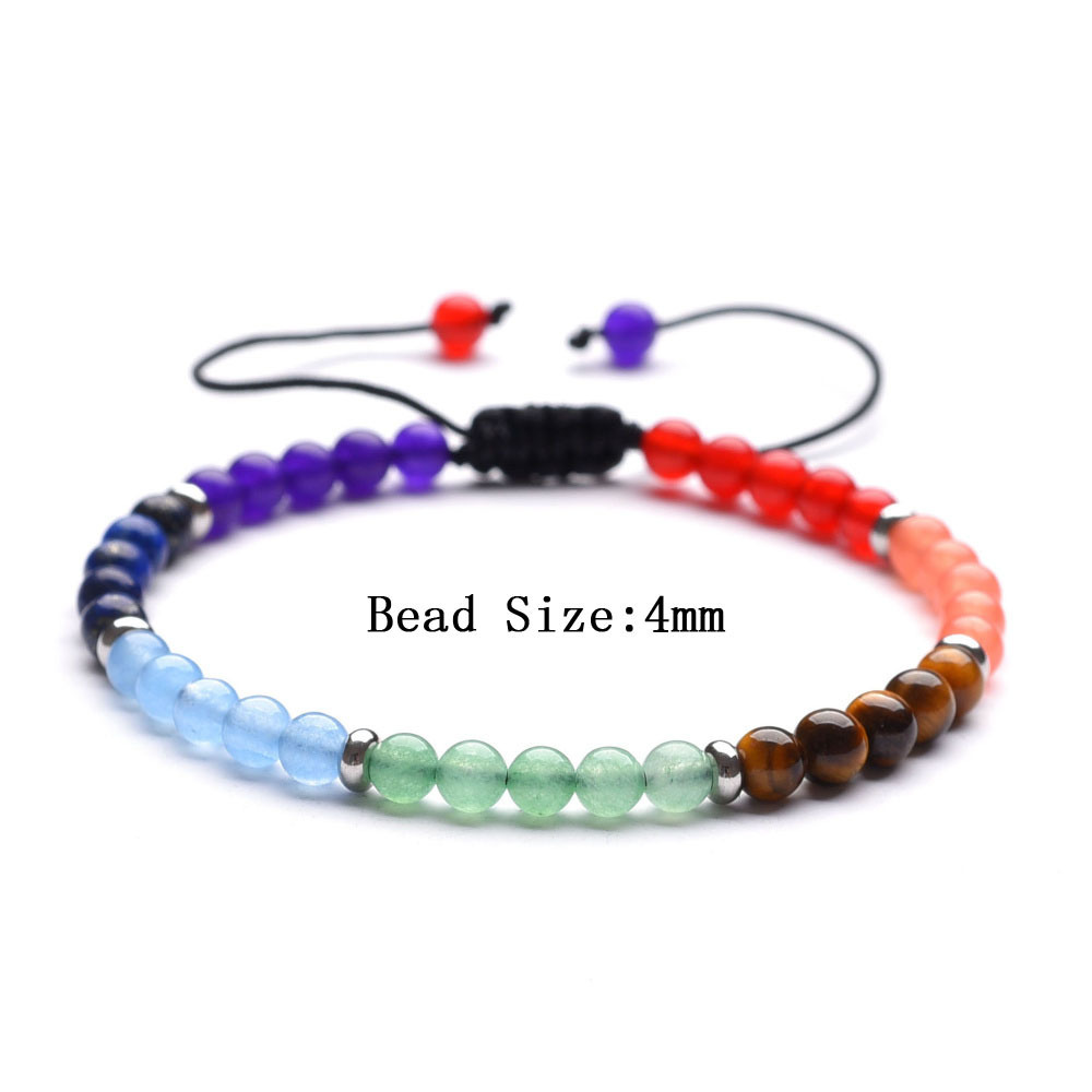 7 Chakra Stone 4MM Adjustable Woven Friendship Bracelet