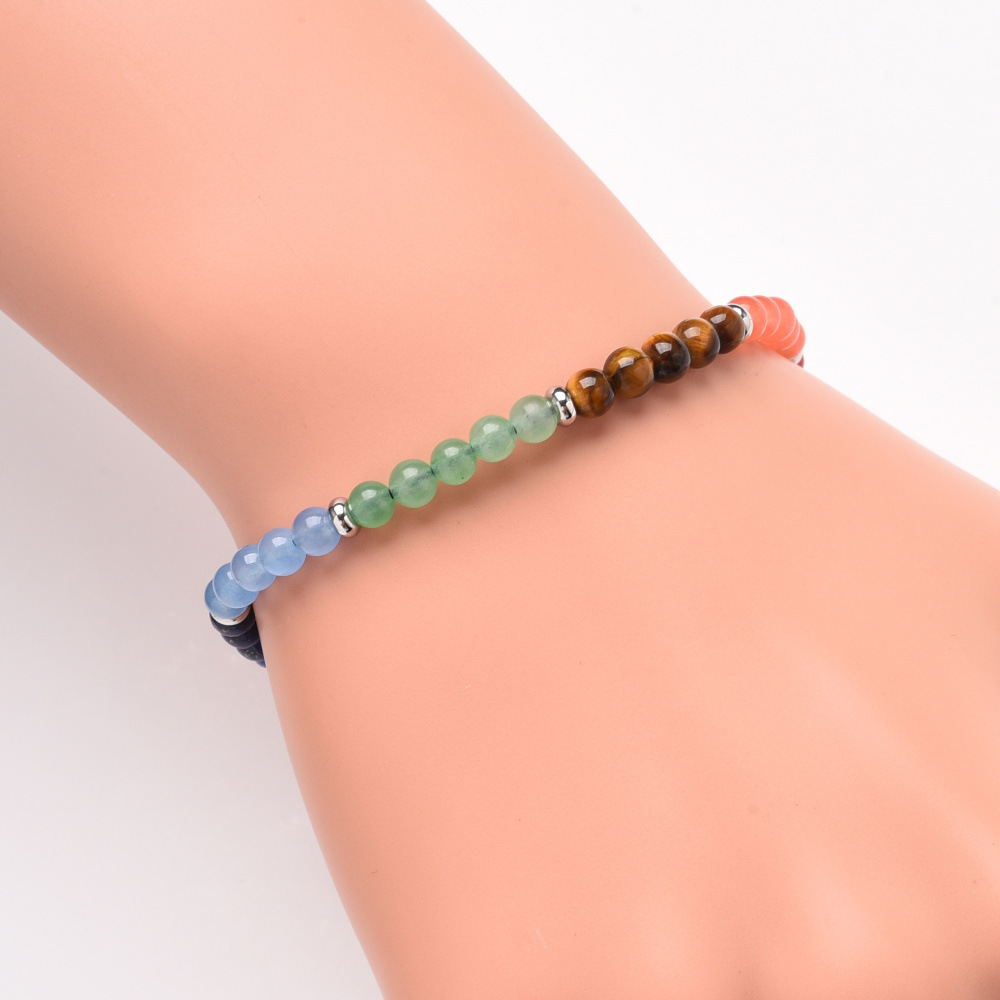 7 Chakra Stone 4MM Adjustable Woven Friendship Bracelet