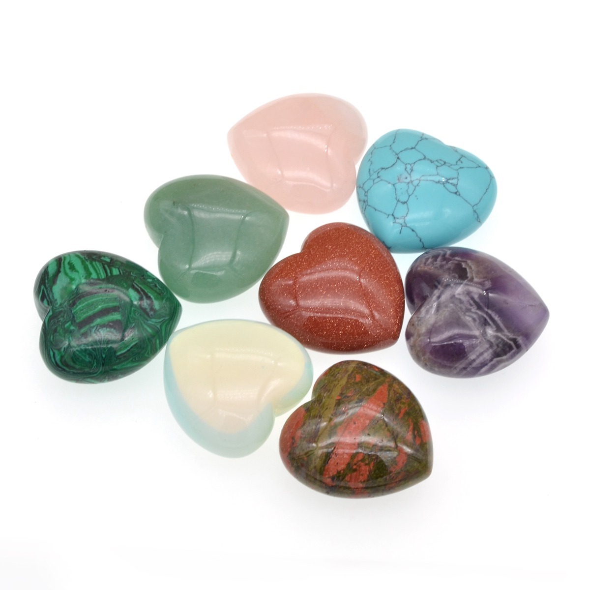 40X40X20MM Gemstone Heart Pendant