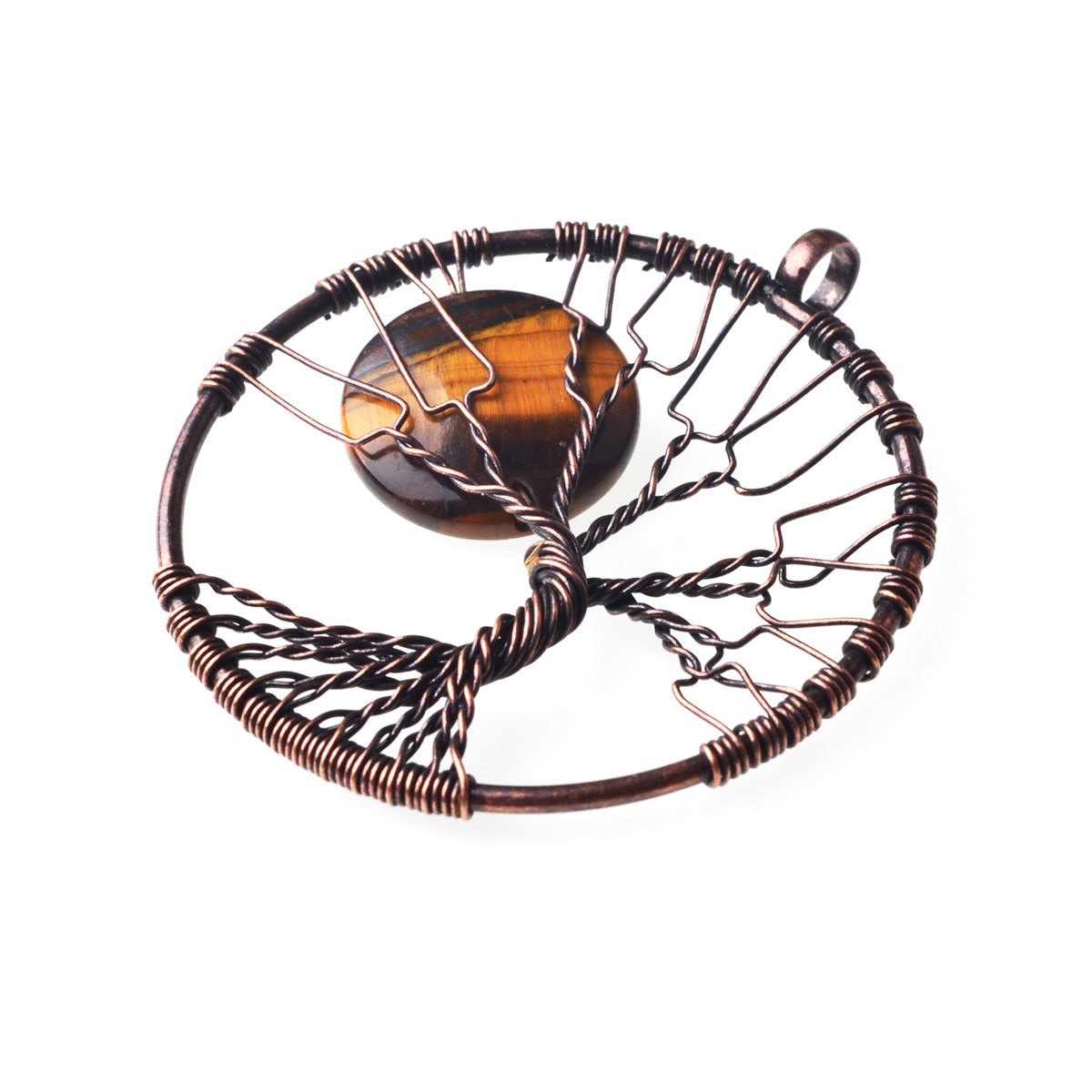 Bronze Color  Gemstone Moon Tree Pendant