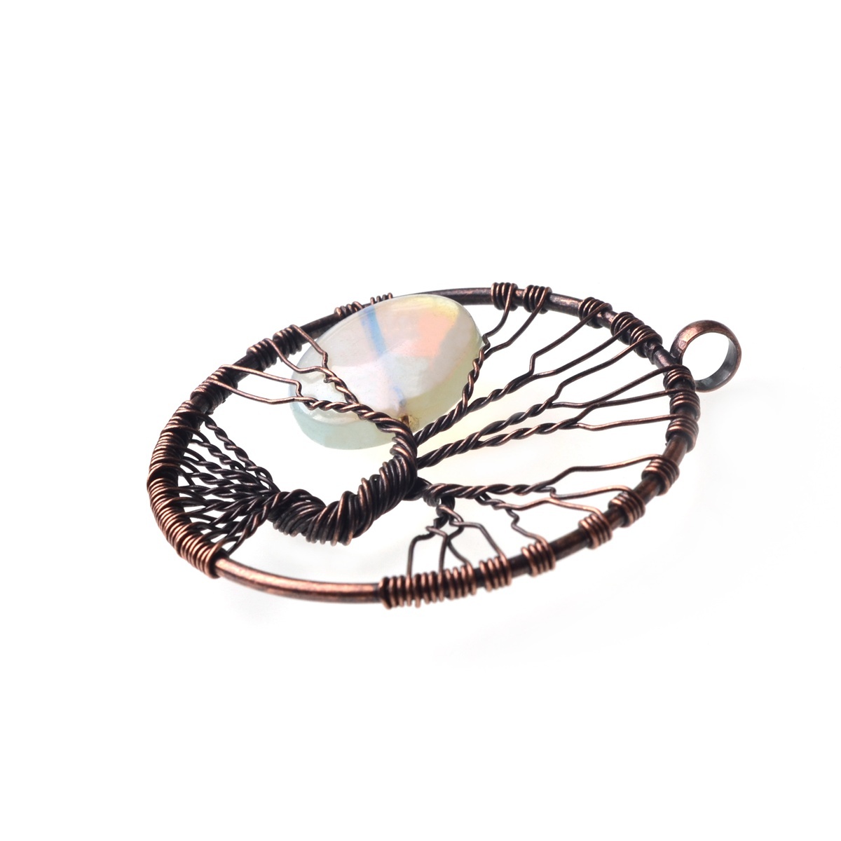 Bronze Color  Gemstone Moon Tree Pendant