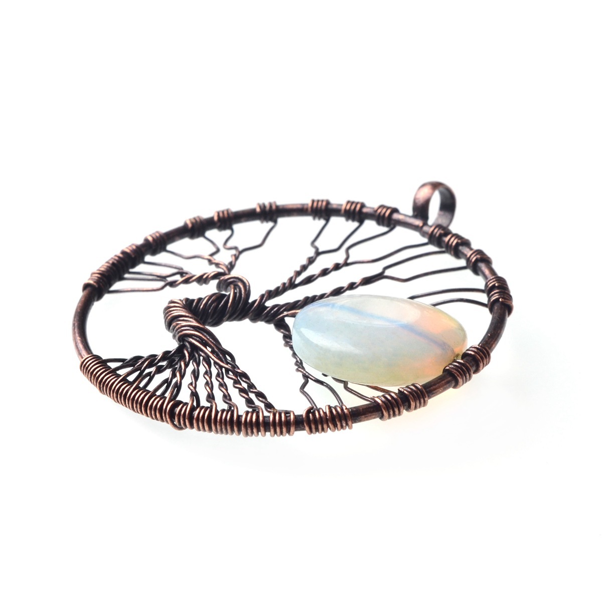 Bronze Color  Gemstone Moon Tree Pendant