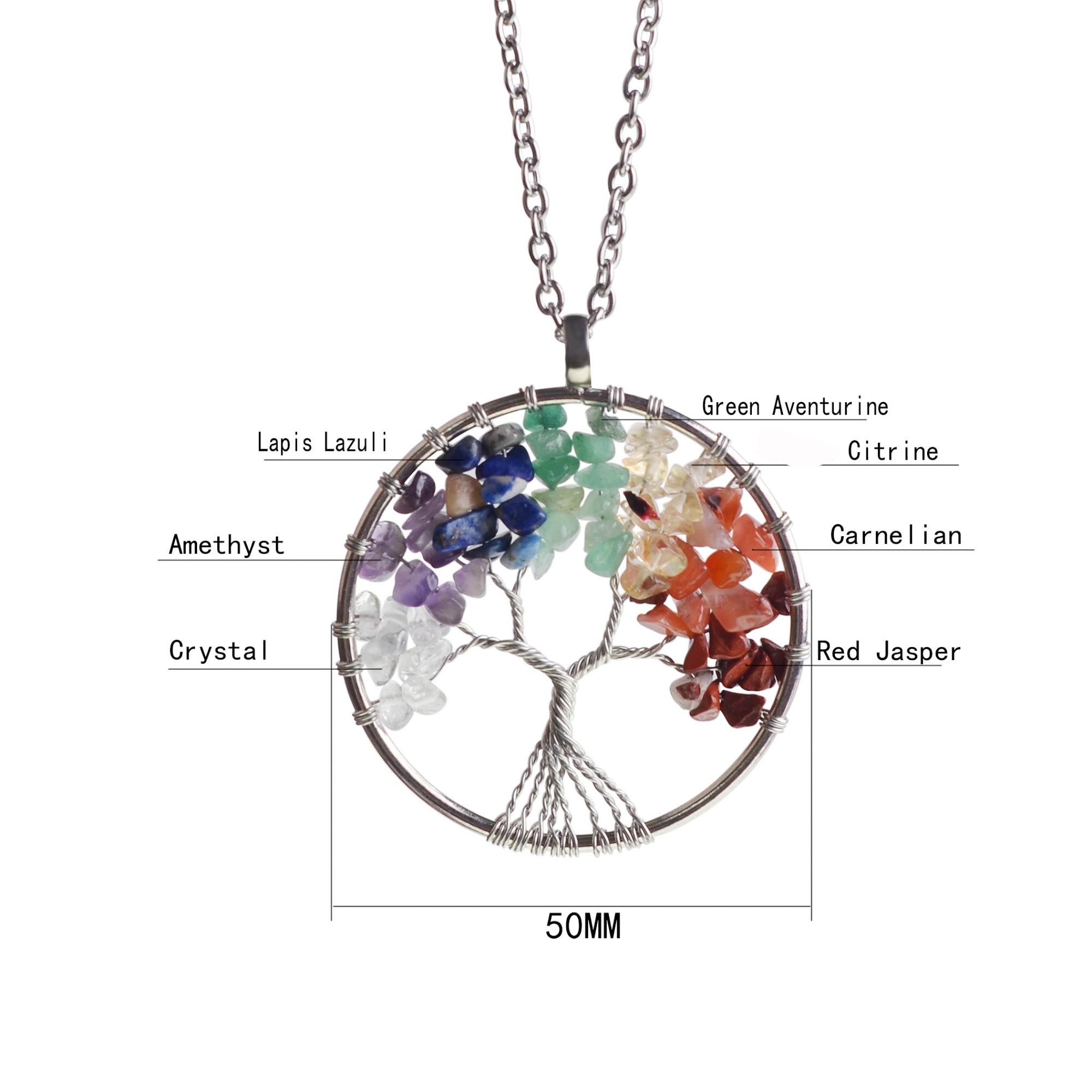 Handmade Raw Crystal Tree Pendant