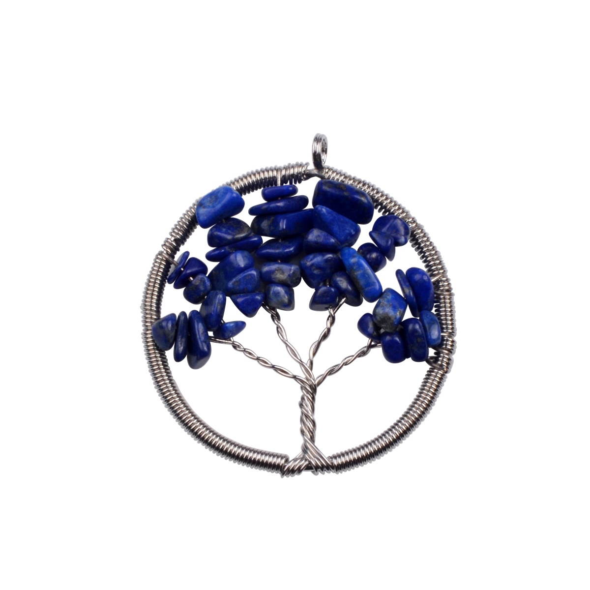 Chip Gemstone Round Life of Tree Pendant