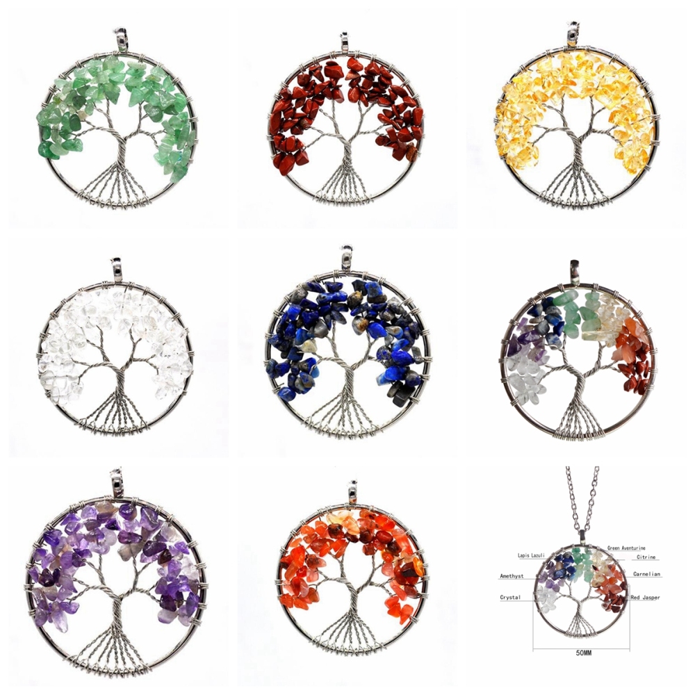 Handmade Raw Crystal Tree Pendant