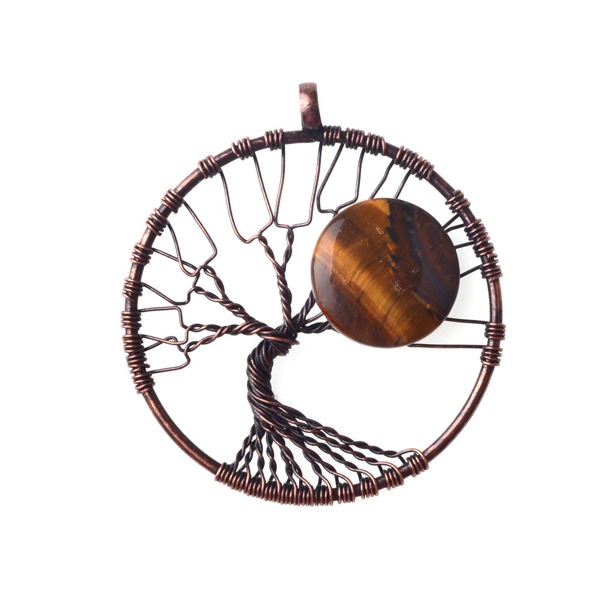 Bronze Color  Gemstone Moon Tree Pendant