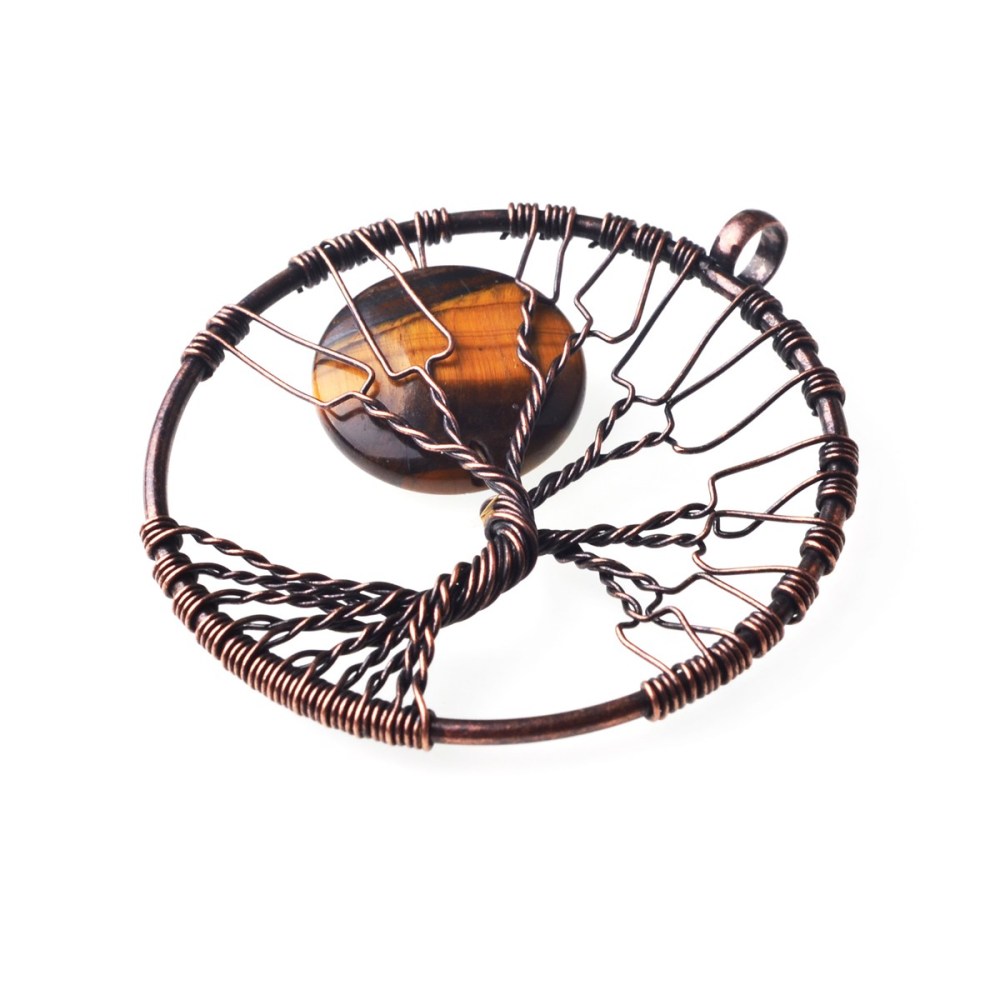 Bronze Color  Gemstone Moon Tree Pendant