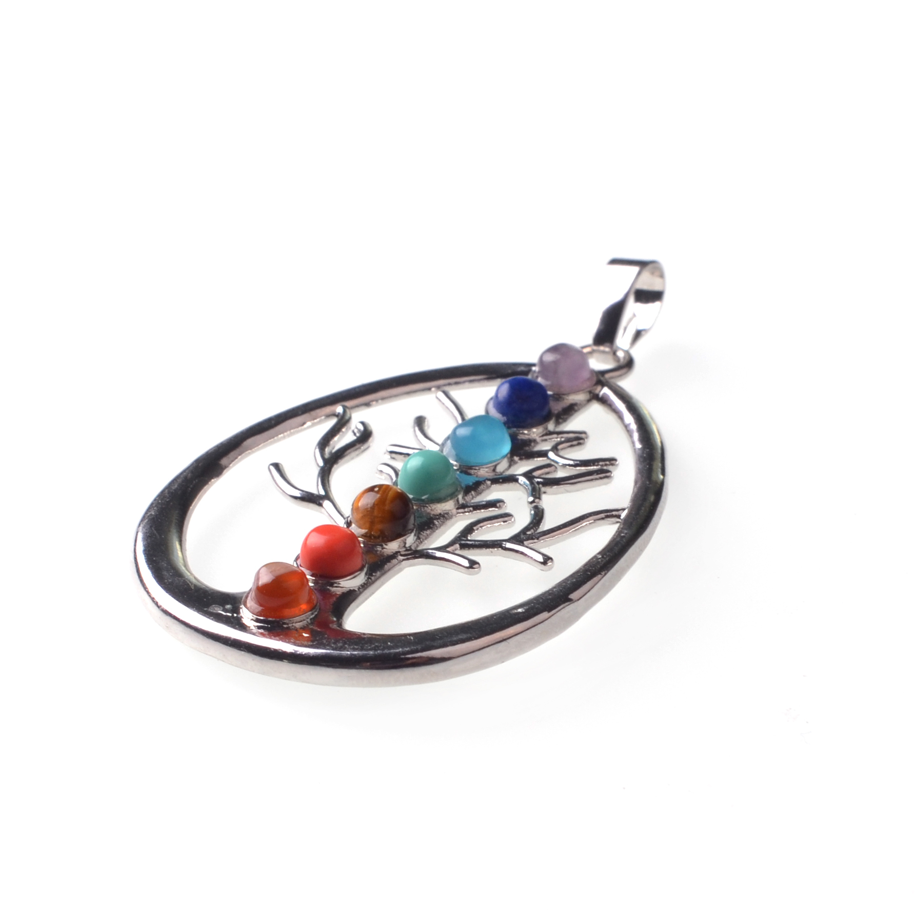 7 Chakra Stone Alloy Christmas Tree Pendant
