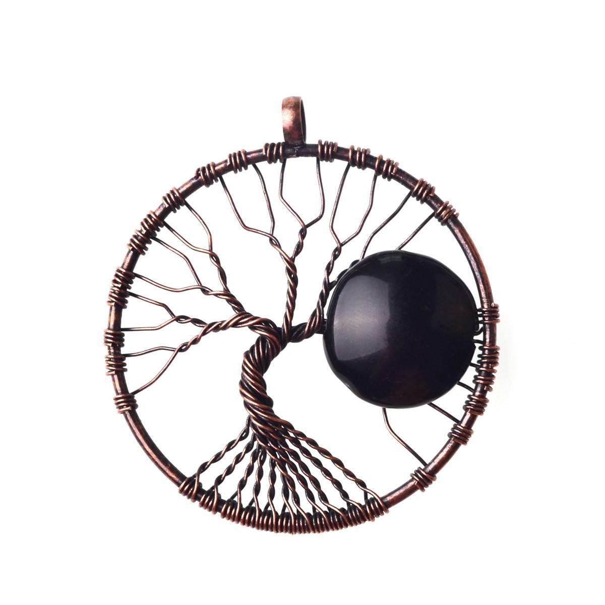 Bronze Color  Gemstone Moon Tree Pendant