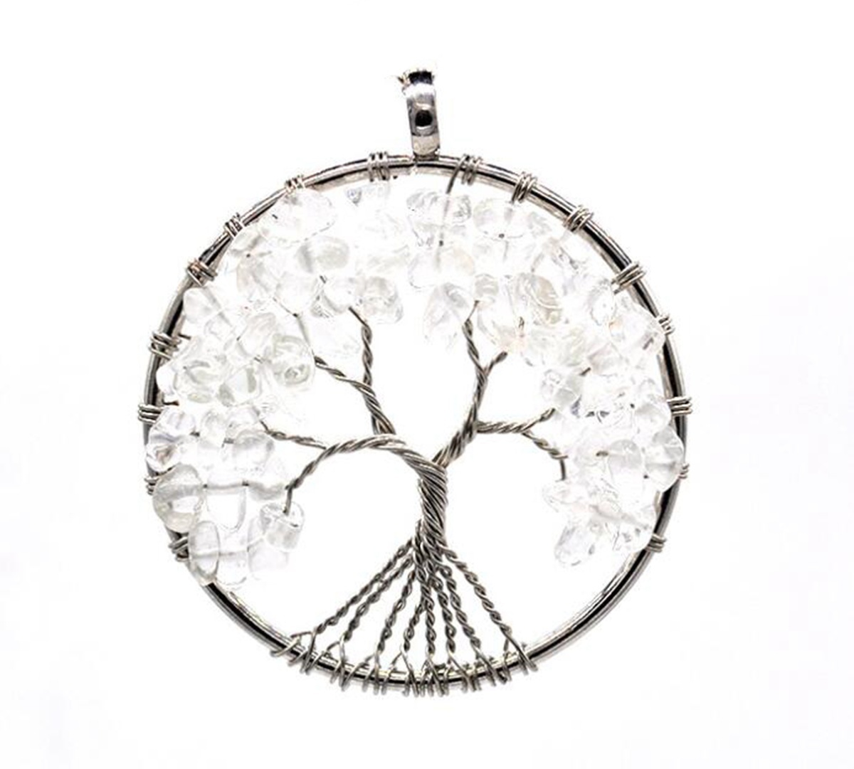 Handmade Raw Crystal Tree Pendant