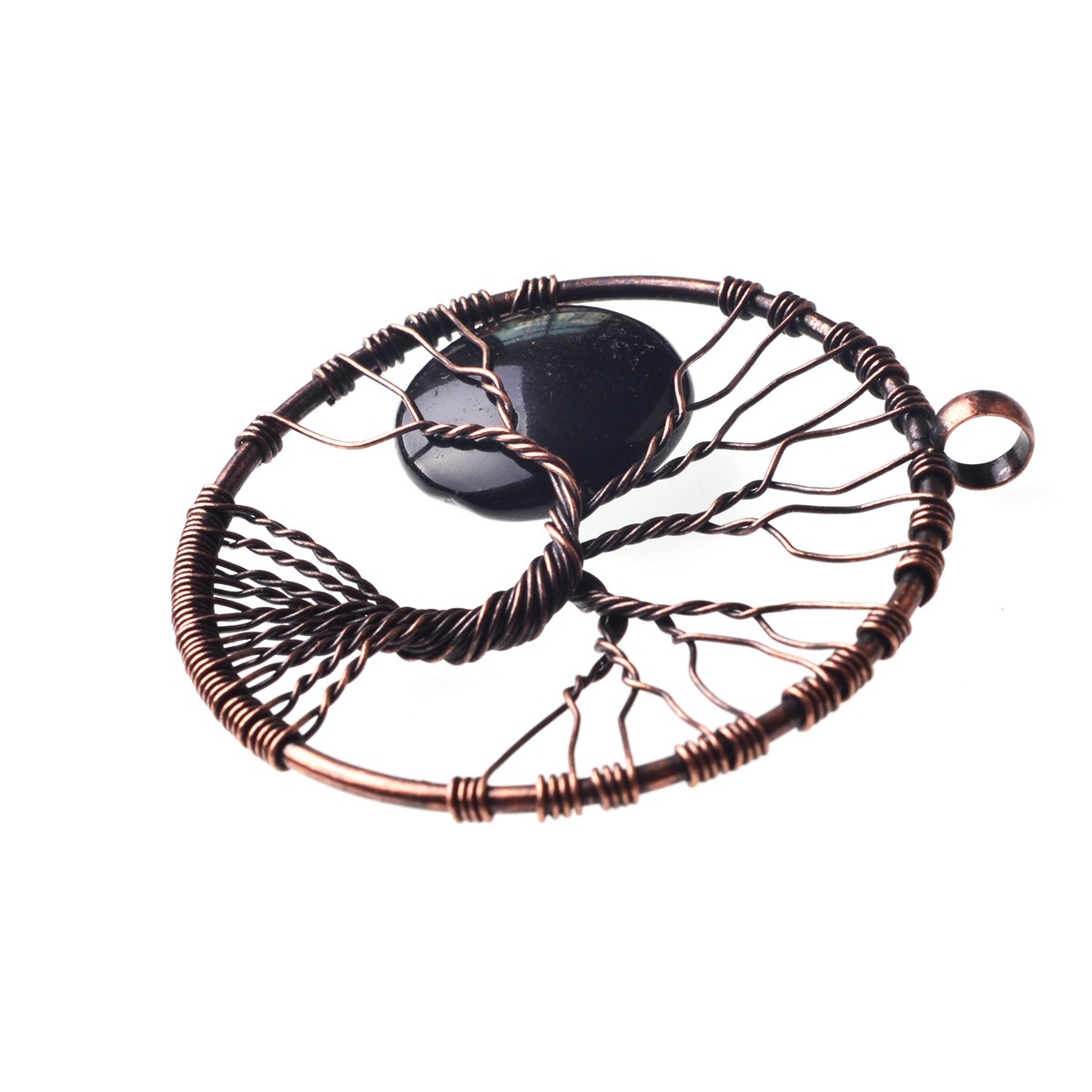 Bronze Color  Gemstone Moon Tree Pendant