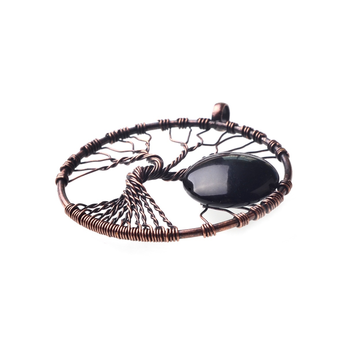 Bronze Color  Gemstone Moon Tree Pendant