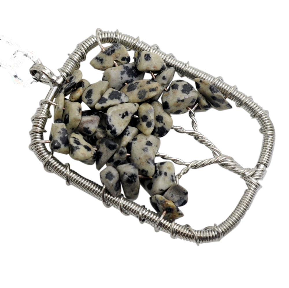 Woven Chip Gemstone Rectangle Life of Tree Pendant